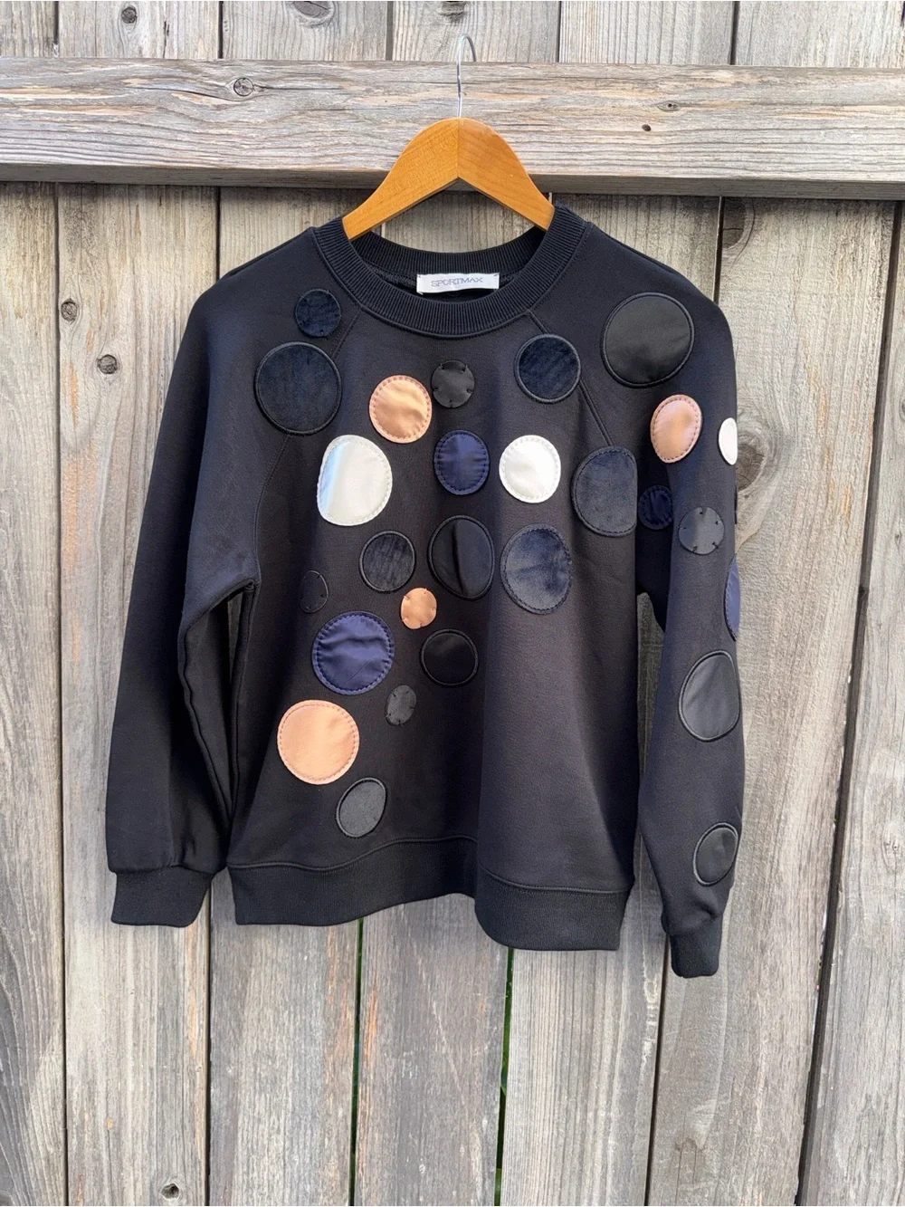 Sportmax Dot AppliquedCrew Neck Sweatshirt Black Size Small